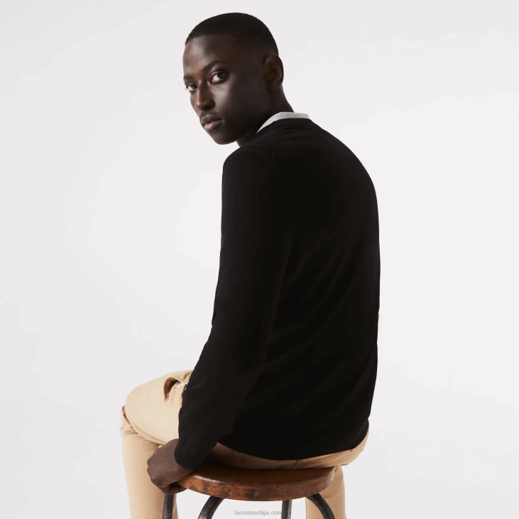 мушкарци џемпер са округлим изрезом од органског памука 86881450 црна 031 Lacoste