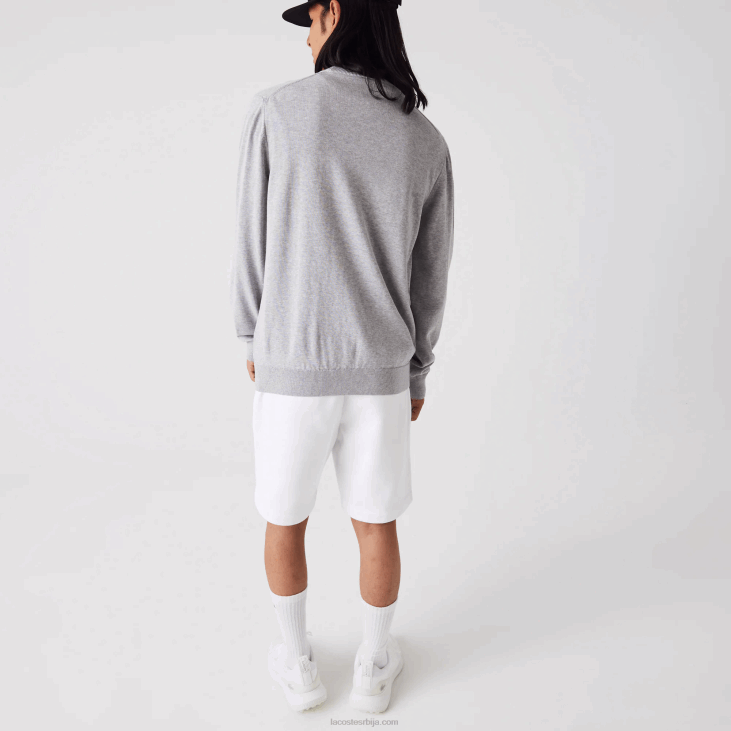 мушкарци џемпер са округлим изрезом од органског памука 86881452 сиви кине цца Lacoste