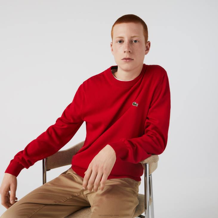 мушкарци џемпер са округлим изрезом од органског памука 86881453 црвена 240 Lacoste