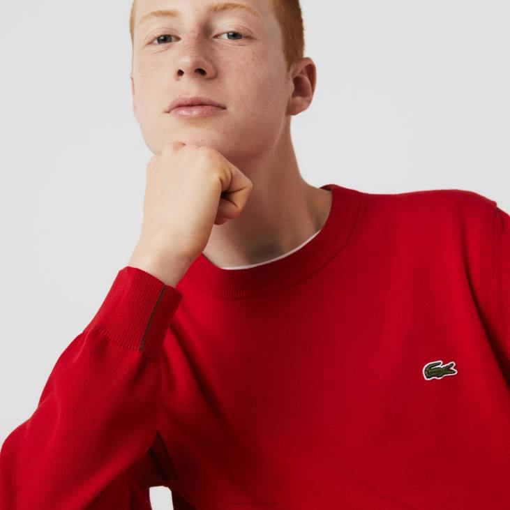 мушкарци џемпер са округлим изрезом од органског памука 86881453 црвена 240 Lacoste