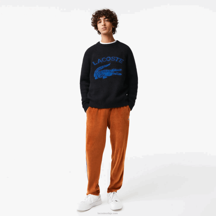 мушкарци брендирани џемпер од мешавине крокодила од алпаке 86881464 црно плава 985 Lacoste