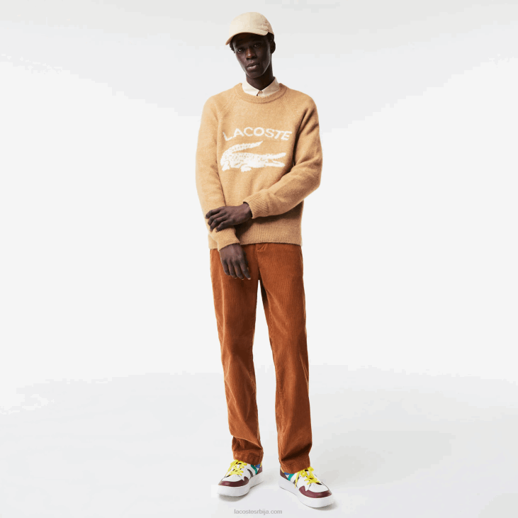 мушкарци брендирани џемпер од мешавине крокодила од алпаке 86881465 беж бела фп9 Lacoste