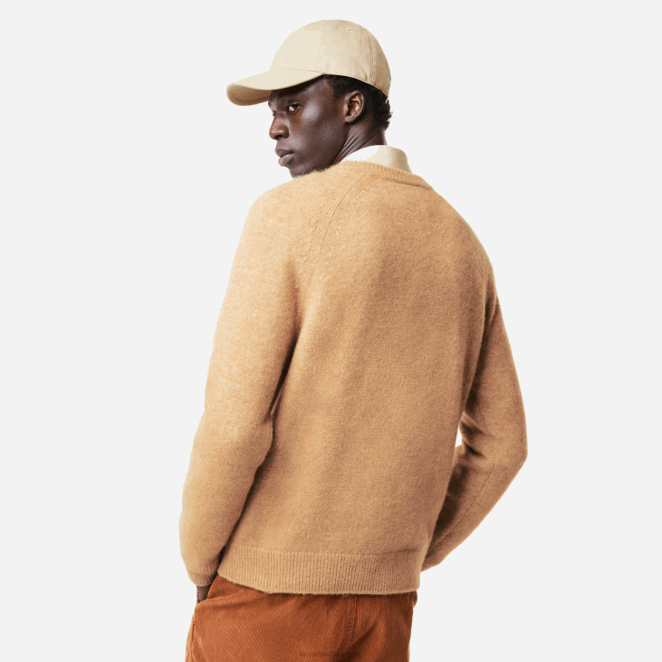 мушкарци брендирани џемпер од мешавине крокодила од алпаке 86881465 беж бела фп9 Lacoste