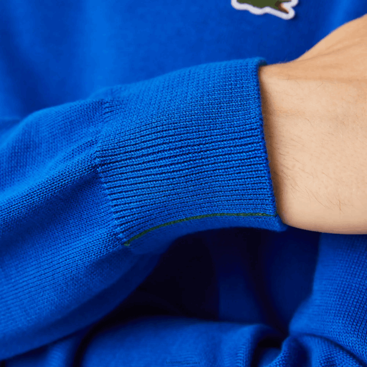 мушкарци џемпер са округлим изрезом од органског памука 86881491 плава к1к Lacoste