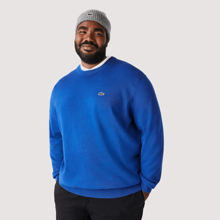 мушкарци џемпер са округлим изрезом од органског памука 86881491 плава к1к Lacoste