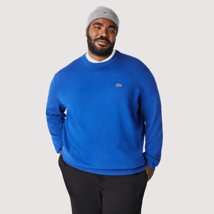 мушкарци џемпер са округлим изрезом од органског памука 86881491 плава к1к Lacoste
