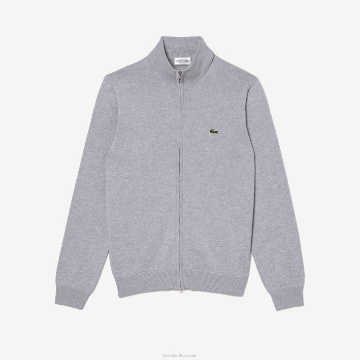 мушкарци џемпер од органског памука са рајсфершлусом са овратником 8688459 сиви кине цца Lacoste