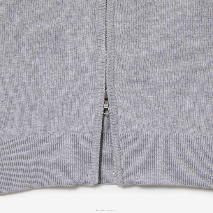 мушкарци џемпер од органског памука са рајсфершлусом са овратником 8688459 сиви кине цца Lacoste
