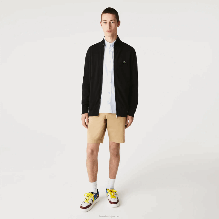 мушкарци џемпер од органског памука са рајсфершлусом са овратником 8688460 црна 031 Lacoste