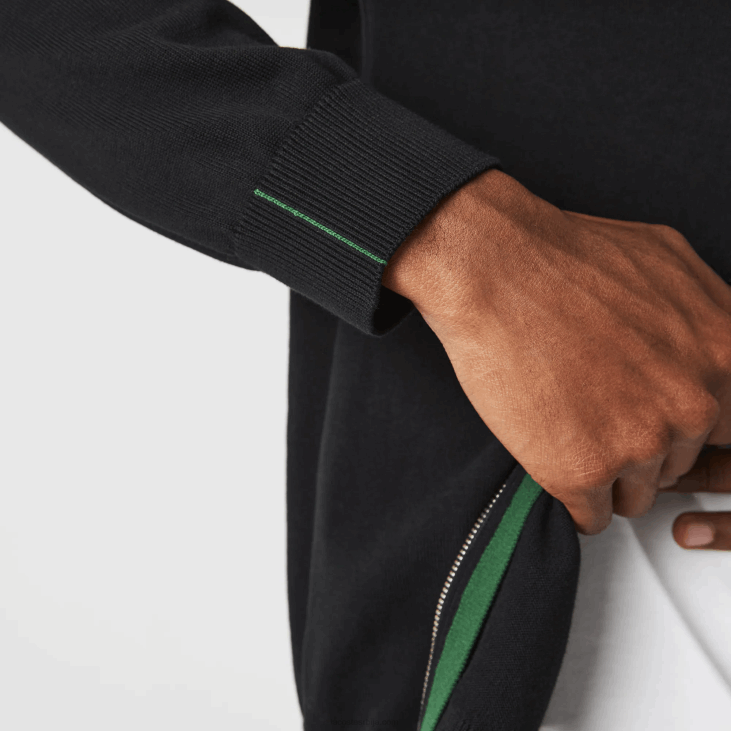 мушкарци џемпер од органског памука са рајсфершлусом са овратником 8688460 црна 031 Lacoste