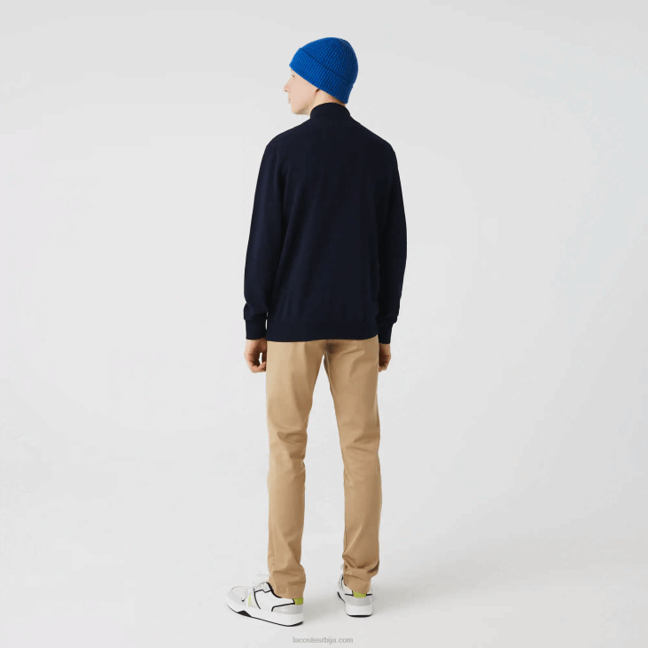 мушкарци џемпер од органског памука са рајсфершлусом са овратником 8688461 тамноплава 166 Lacoste