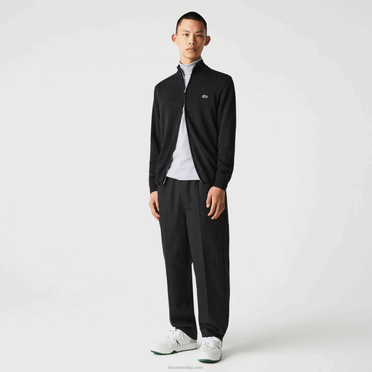 мушкарци џемпер од органског памука са рајсфершлусом са овратником 8688462 сива ел6 Lacoste