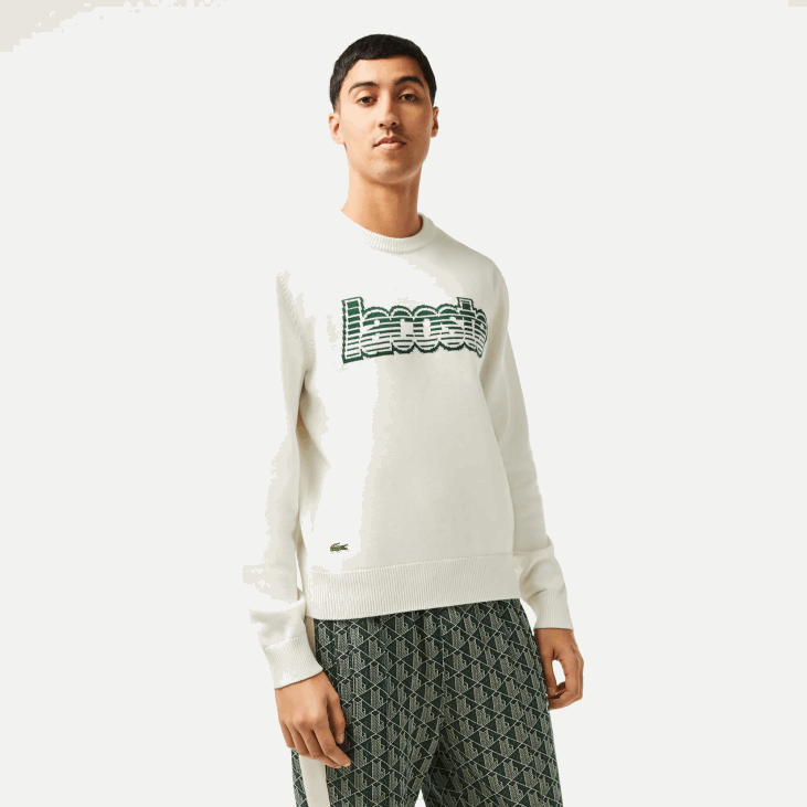 мушкарци џемпер са округлим изрезом 8688501 бело зелено к0н Lacoste