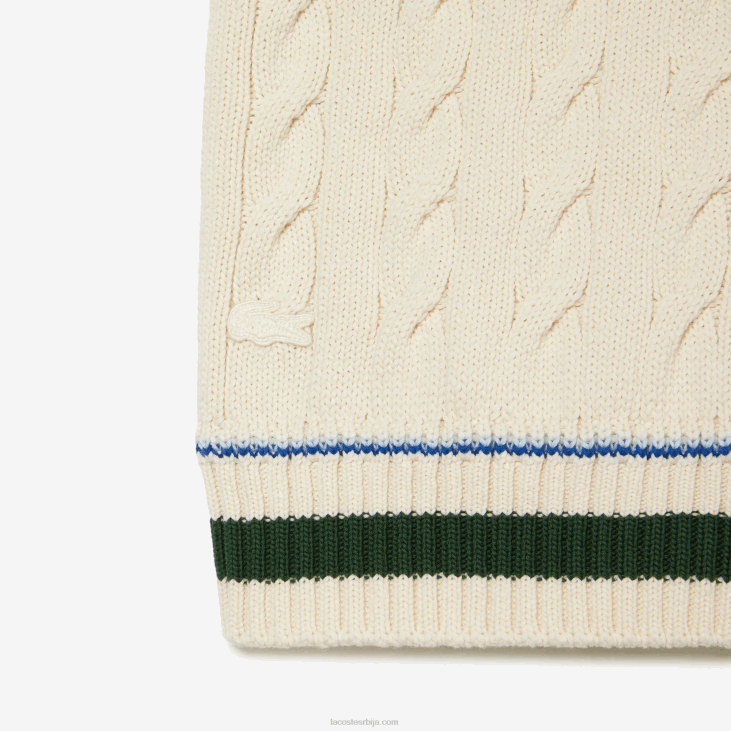 мушкарци кабловски плетени џемпер прслук од органског памука 8688504 бели р1т Lacoste