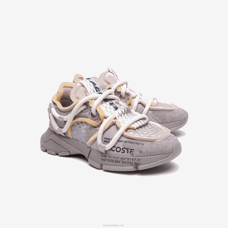 мушкарци л003 активне текстилне патике за писту 86881732 сиво бела 1е7 Lacoste