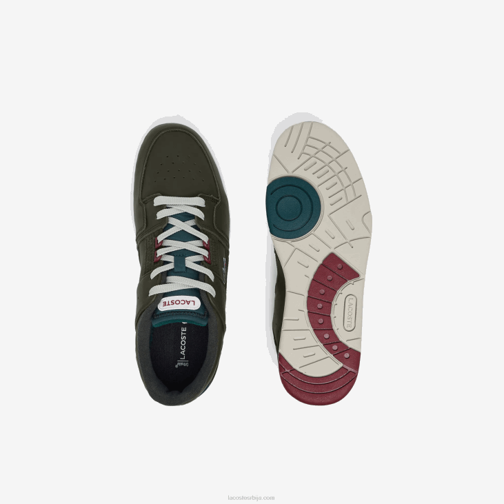 мушкарци патике у контрастној боји коже са судским кавезом 86881705 каки и бело 255 Lacoste