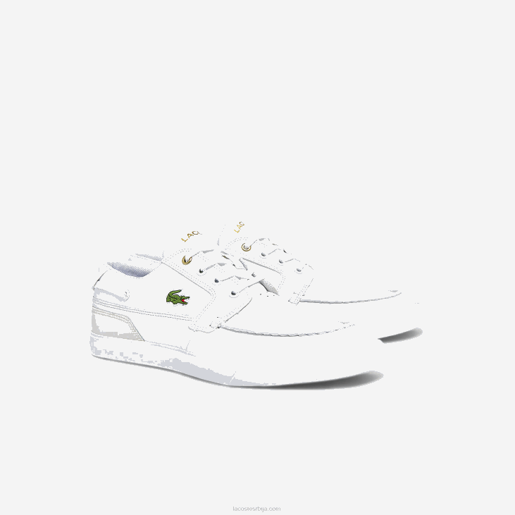 мушкарци баилисс палубне кожне и синтетичке ципеле за чамце 86881802 бело и бело 65т Lacoste