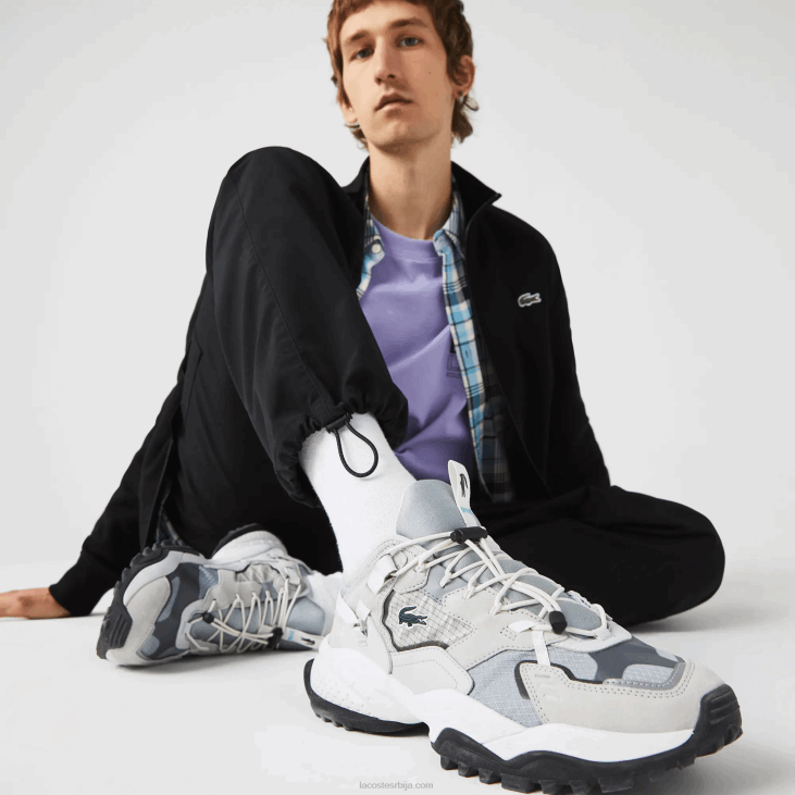 мушкарци л-гуард бреакер текстилне и антилоп патике 86881827 светло сива и црна гб7 Lacoste