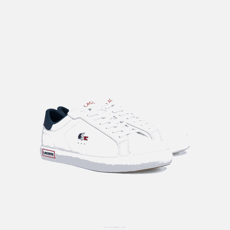 мушкарци Поверцоурт кожне тробојне патике 86881858 бела/плава и црвена 407 Lacoste