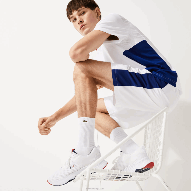 мушкарци текстилне патике са текстуром на судском погону 86881861 бела/плава и црвена 407 Lacoste