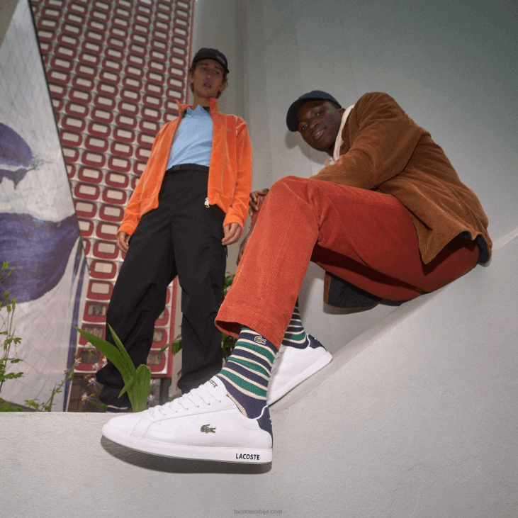 мушкарци дипломиране кожне патике 86881912 бела и тамноплава 042 Lacoste